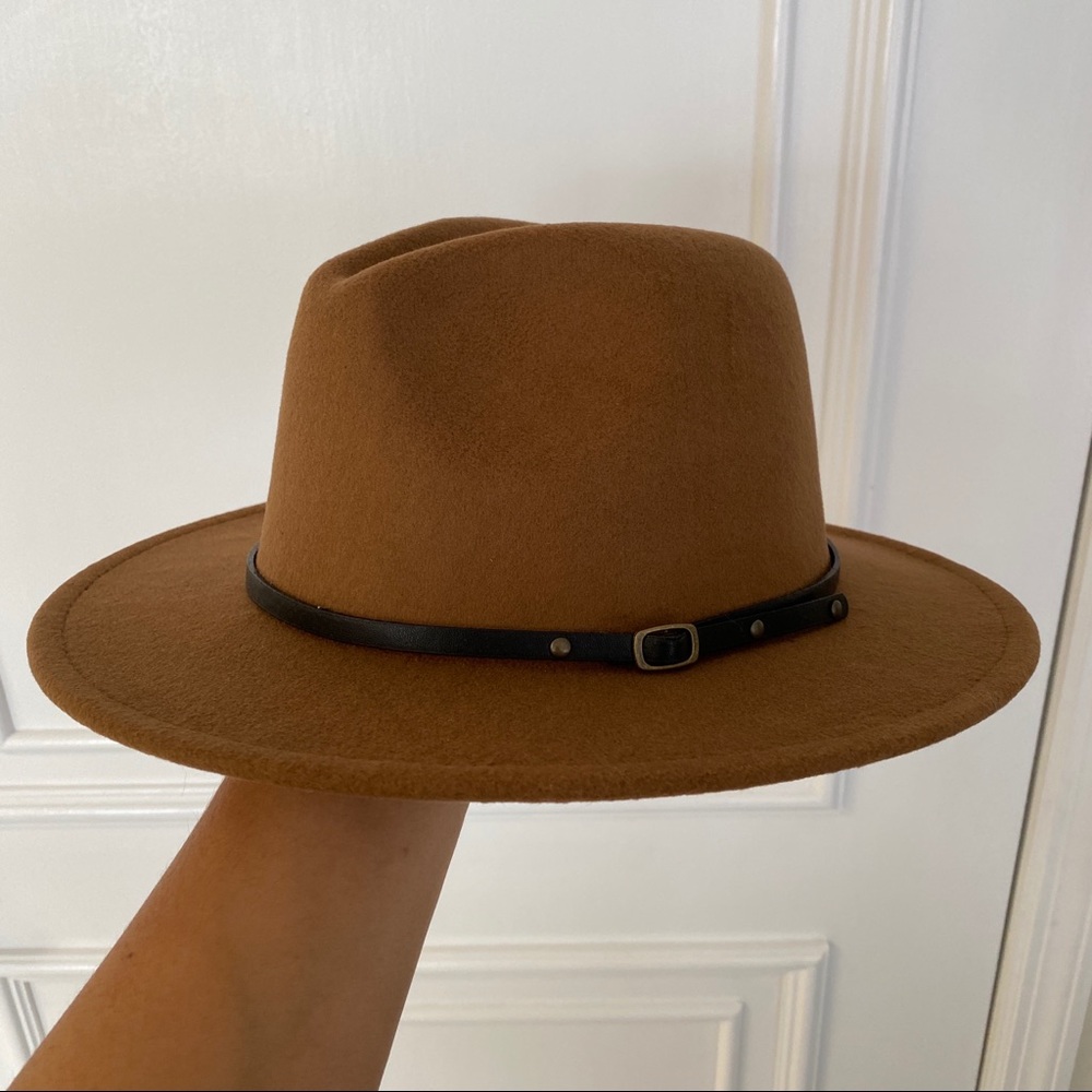Fall Felt Hat Fedora belt Dark-Camel